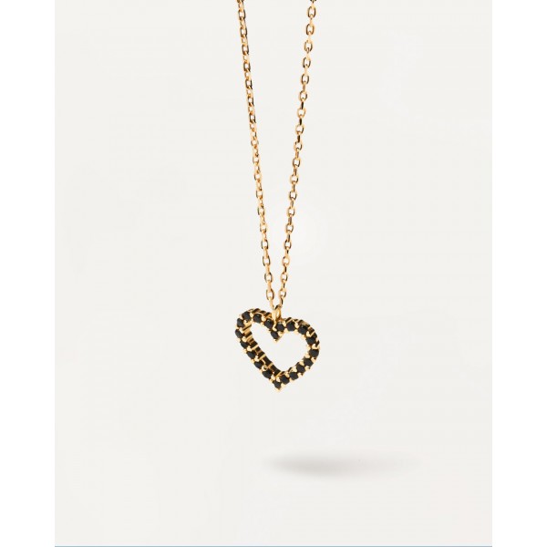 PD PAOLA sterling silver necklace BLACK HEART