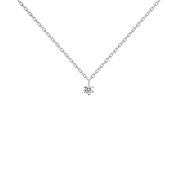 PD PAOLA sterling silver necklace WHITE SOLITARY SILVER 